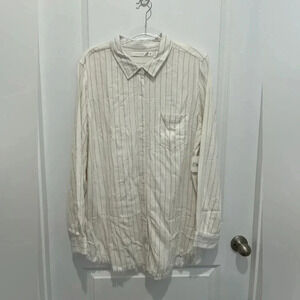 Altard State Striped Cream Cotton Long Sleeve Shirt NWT